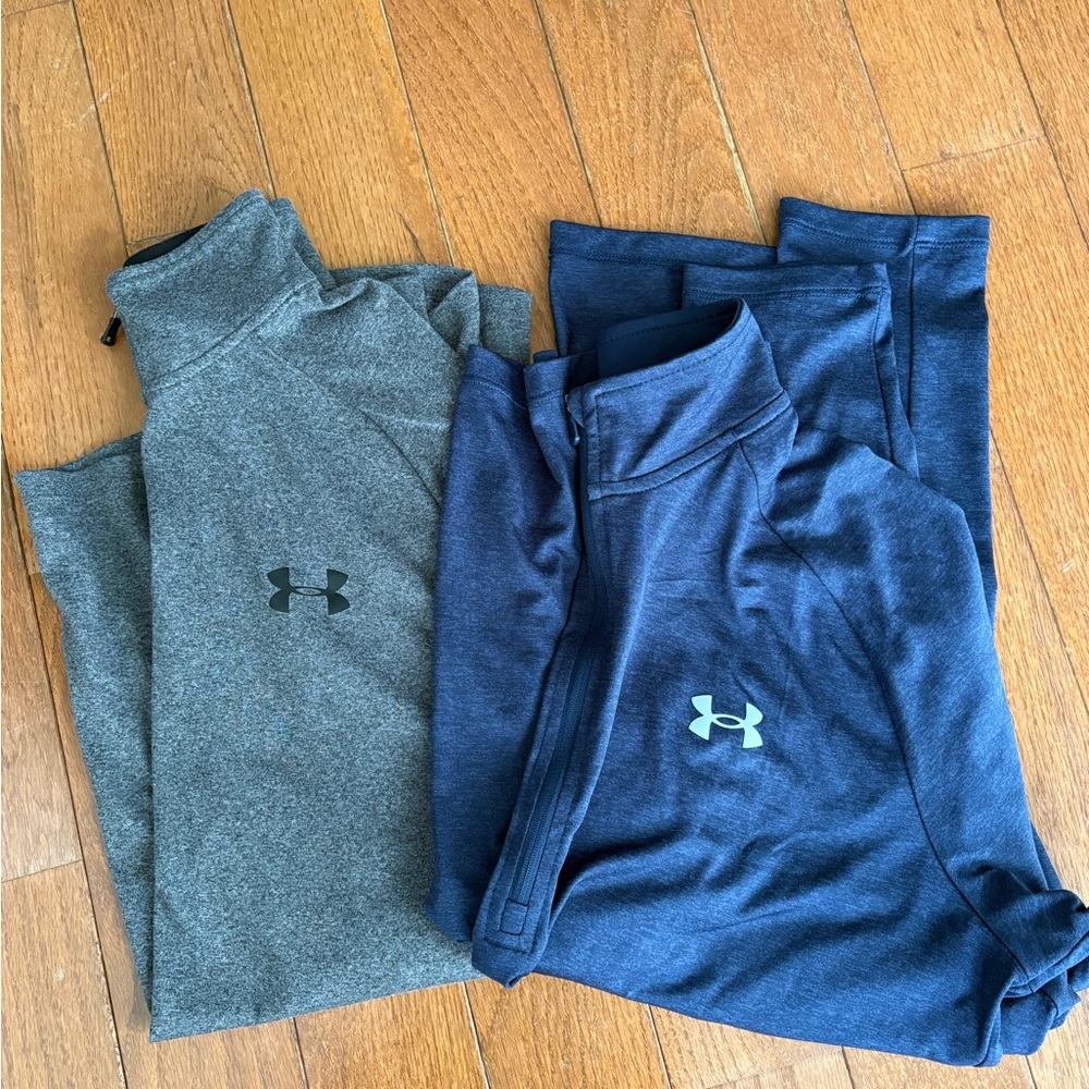 BUNDLE (2) Under Armour Gray and Blue Quarter-Zip Pullovers